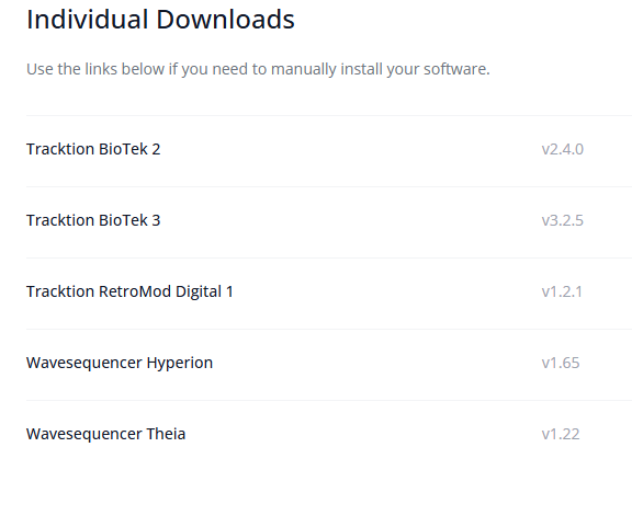 Tracktion BioTek 3, Hyperion, Theia, and RetroMod Digital